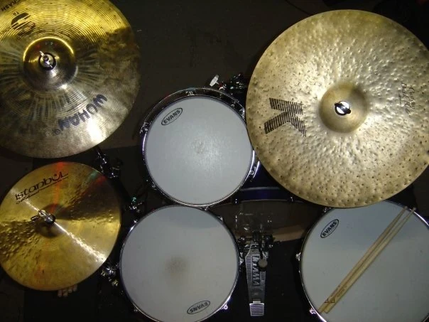 View over a drum kit